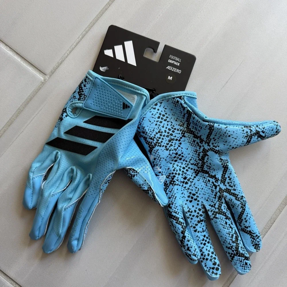 2026-Adidas Adizero 15 Electric GripTack Football Gloves BLUE-MEDIUM